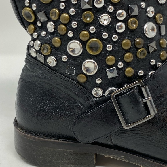 Steve Madden Womens Galia Black Leather Studded Ankle Short Boots / Size 7 M - Picture 2 of 9